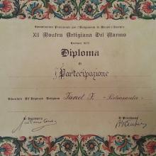 Diploma XII Mostra artigiana del marmo a Favret Fabiano