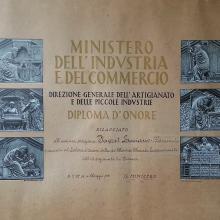Diploma d'Onore rilasciato dal Ministero a Favret Luciano - 1961